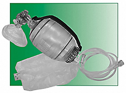 Resuscitator Nasal / Oral Mask Bag Ambu Manual Resuscitator BVM w/oxygen reservoir and o2 Tubing w/Pressure Release Valve Latex-Free Disposable Bag Volume 1,500ml, o2 Reservoir Volume 2,000ml (1/EA 6/CS) by MADA Medical Products, Inc.  ID 4050